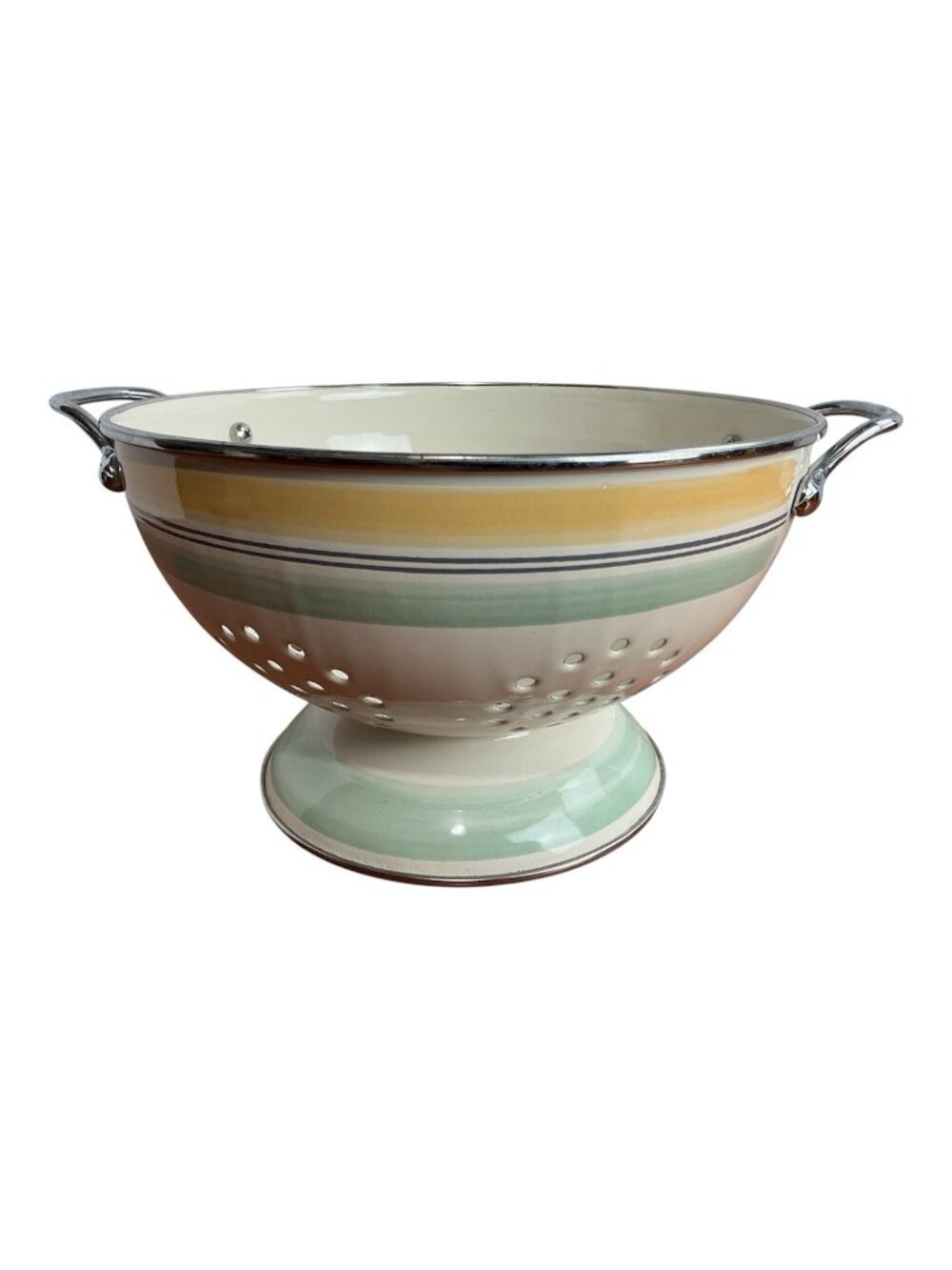 Pfaltzgraff Key Largo 8.5" Footed Metal Colander Strainer 3 Qt